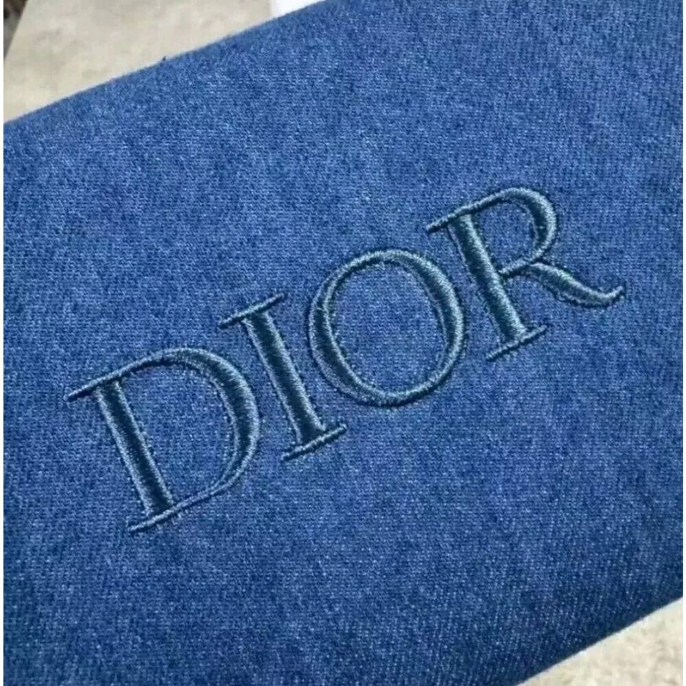 CHRISTIAN DIOR Beauty Denim Cosmetic Pouch Bag Limited Edition New Without Box - Picture 2 of 6